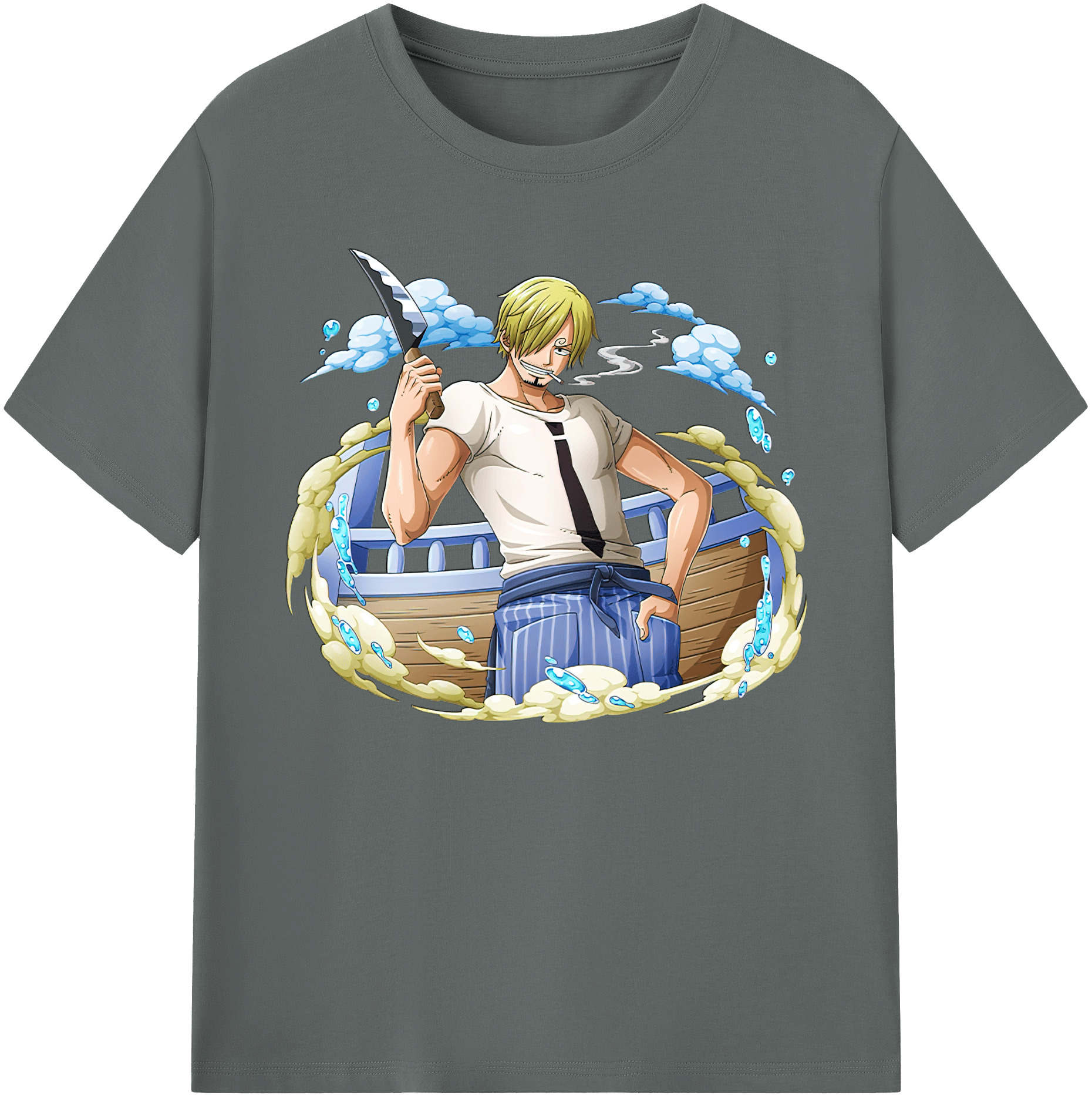 （画像用） ワンピース サンジ ONE PIECE Sanji 綿100％ メンズ半袖Tシャツ｜肌触りやわらか＆通気性
